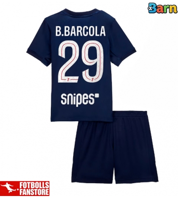 Paris Saint-Germain Bradley Barcola #29 Hemmatröja Barn 2025-26 Kortärmad (+ Korta byxor)